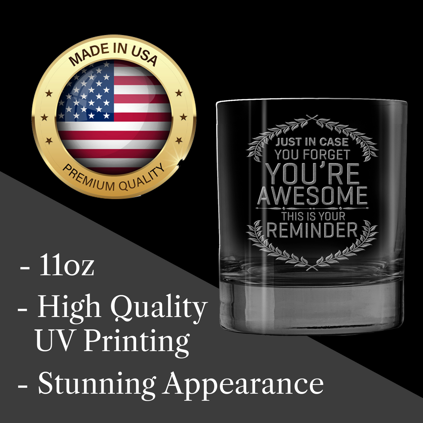 You Are Awesome Laser Engraved Whiskey Tumbler