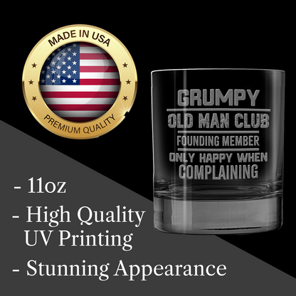 Grumpy Old Man Club Laser Engraved Whiskey Tumbler