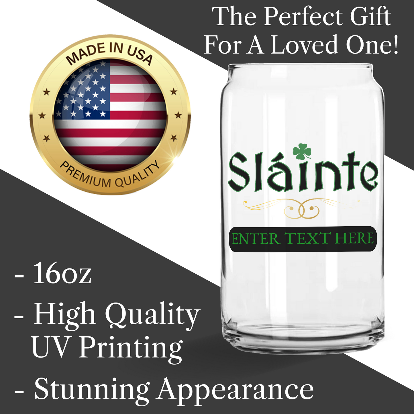 Slainte St Patrick's Day Sculptured Drinking Glass