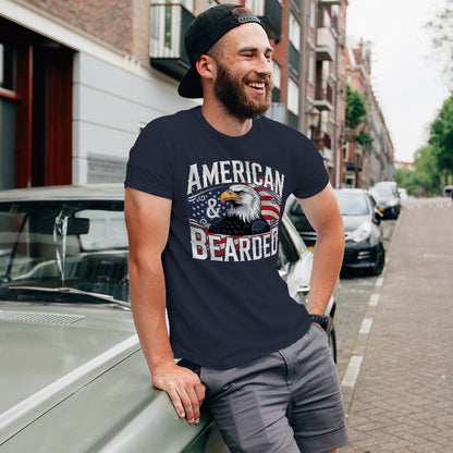 Gifts For Men - American & Bearded - Gildan 6400 Tshirts