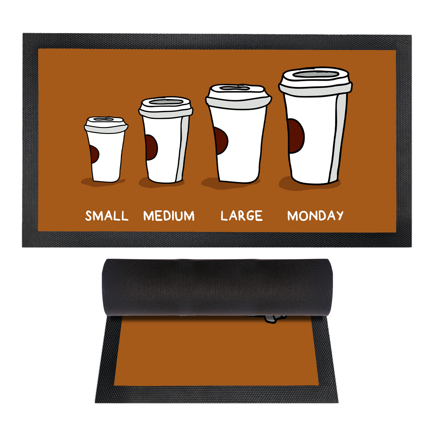 Small Medium Large Monday Coffee Mat