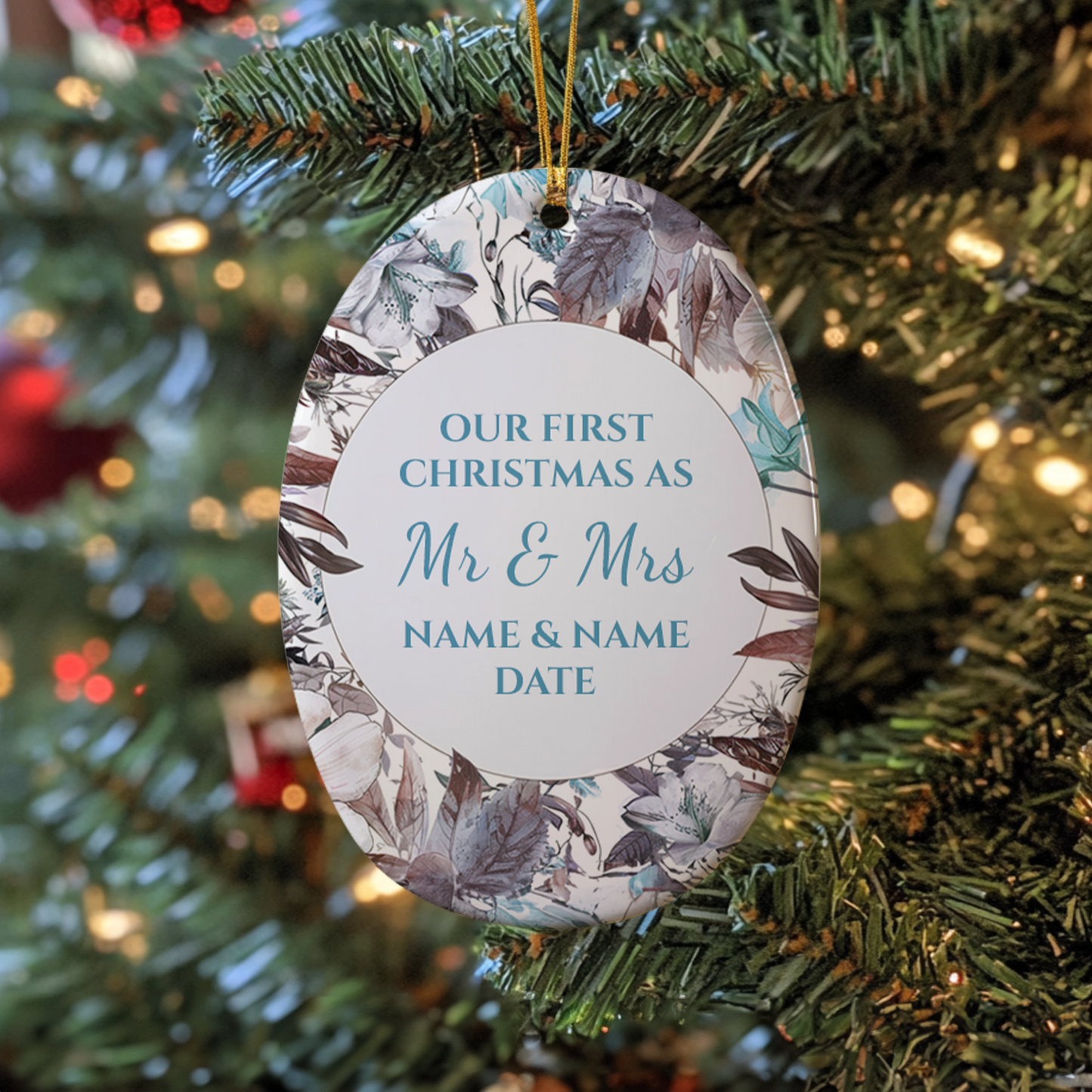 First Christmas Mr & Mrs Oval Sublimation Hanging Ornament 012