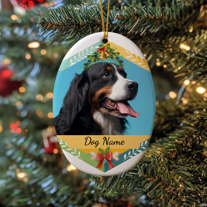 Ceramic Oval Hanging Ornament - Christmas Pet 006