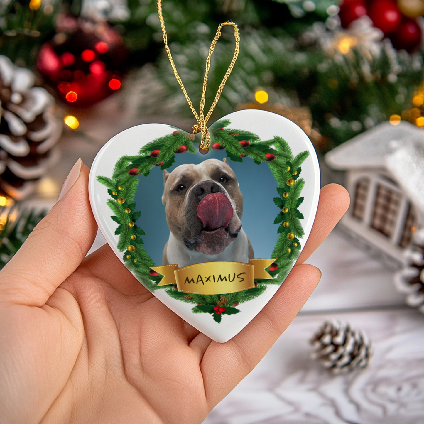 Pet Christmas Heart Hanging Ornament 001