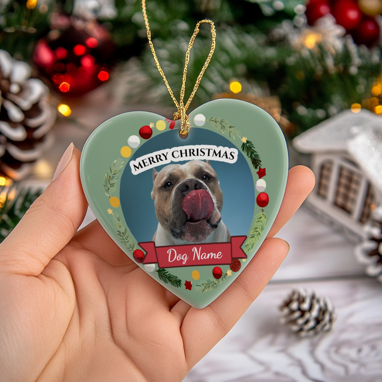 Pet Christmas Heart Hanging Ornament 003