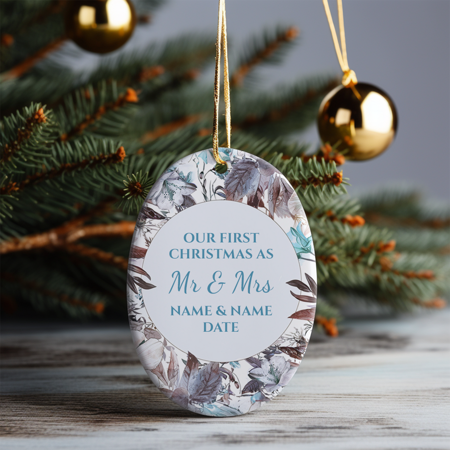 First Christmas Mr & Mrs Oval Sublimation Hanging Ornament 012