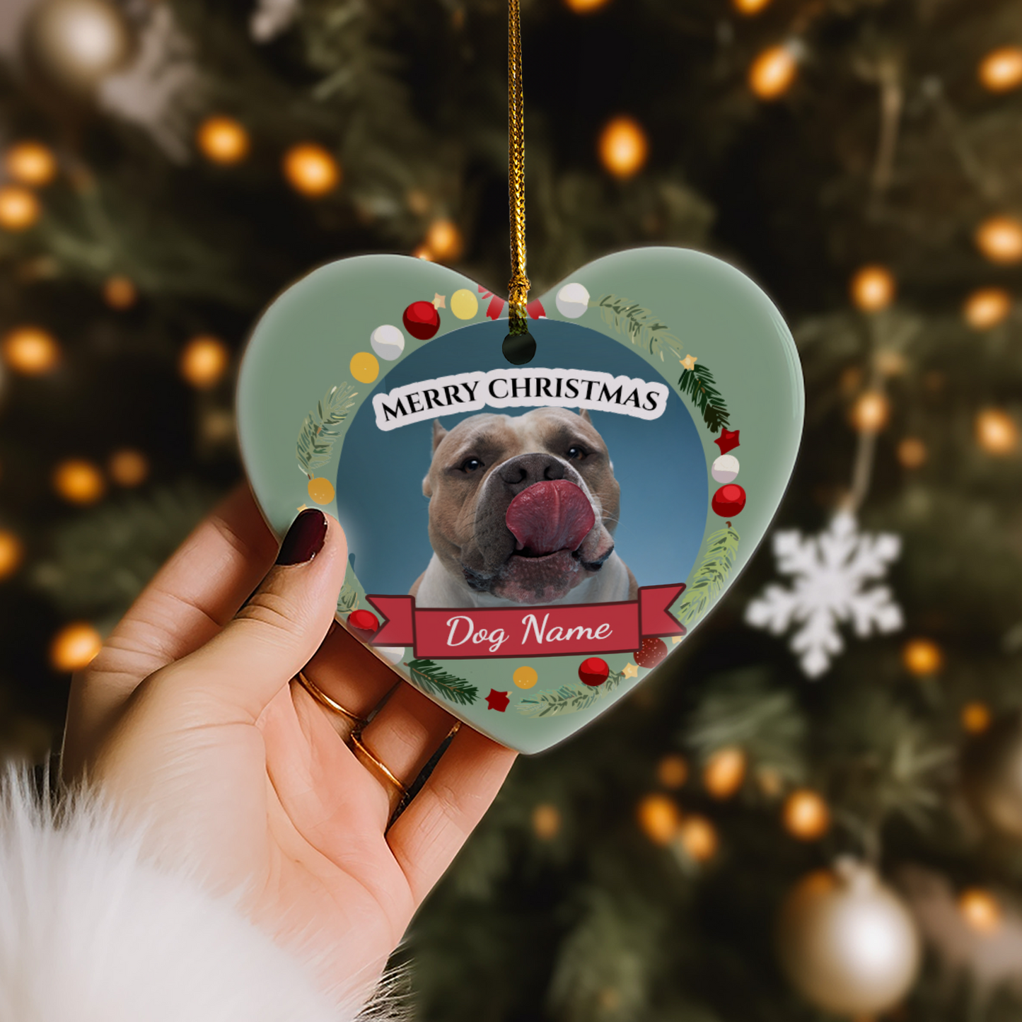 Pet Christmas Heart Hanging Ornament 003