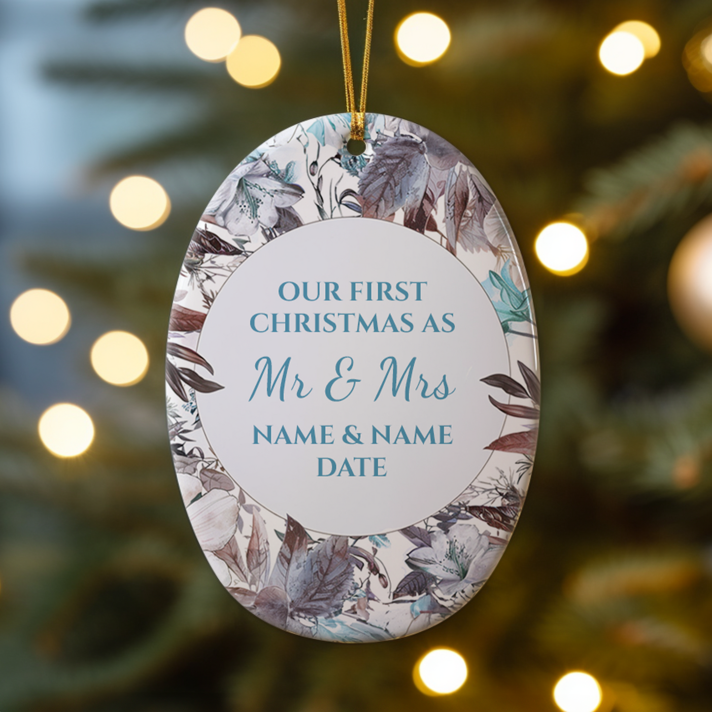 First Christmas Mr & Mrs Oval Sublimation Hanging Ornament 012