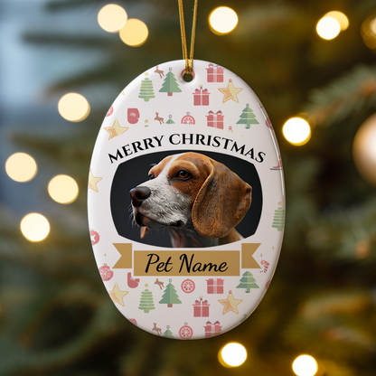 Ceramic Oval Hanging Ornament - Christmas Pet 002