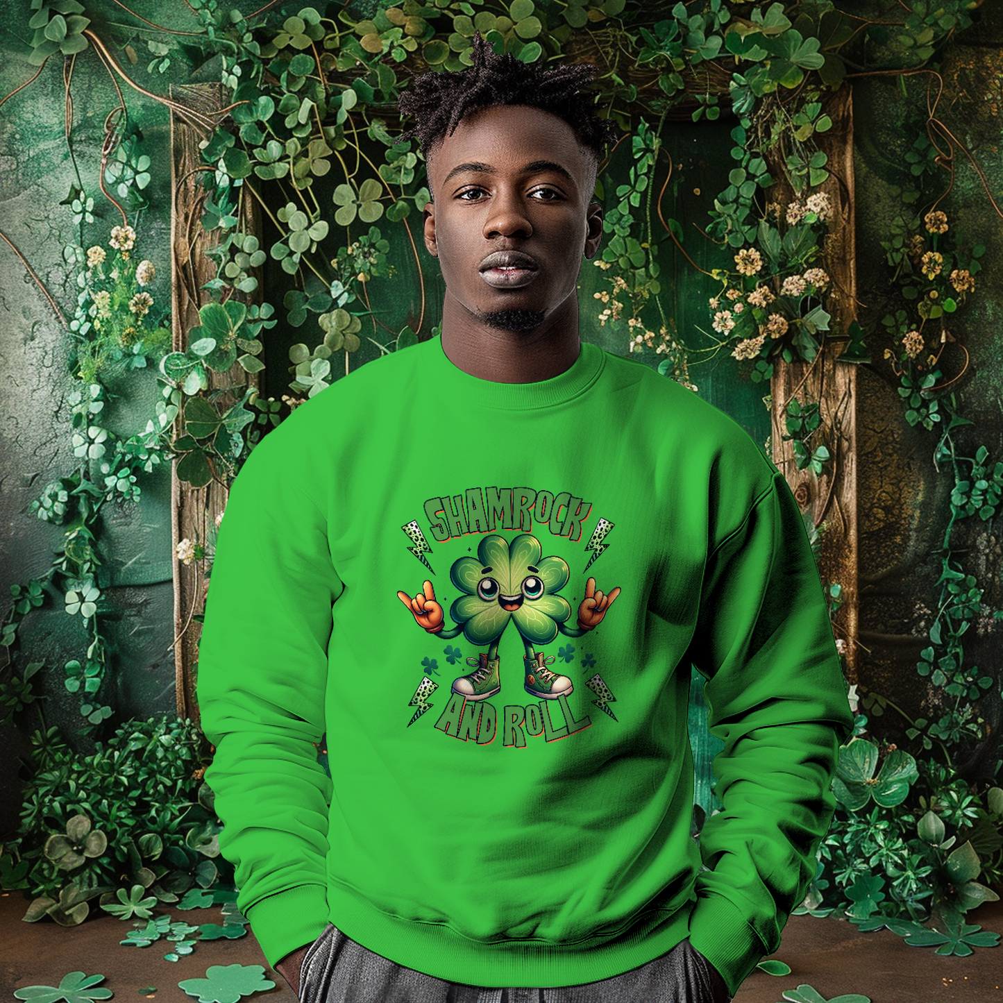 Shamrock and Roll St Patrick's Day Sweatshirt