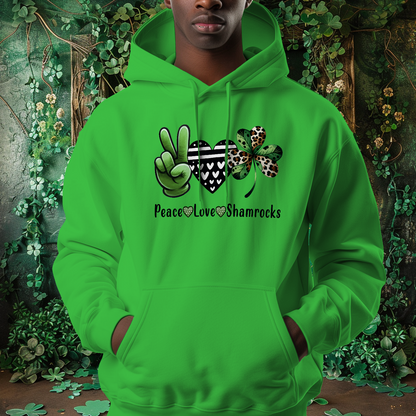 Peace Love Shamrocks St Patrick's Day Hoodie