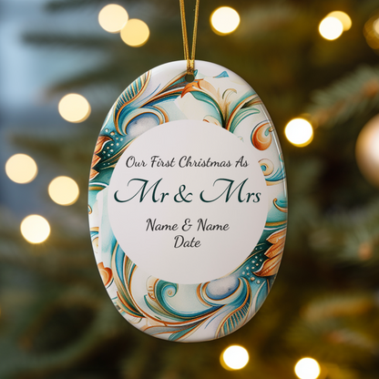 First Christmas Mr & Mrs Oval Sublimation Hanging Ornament 019