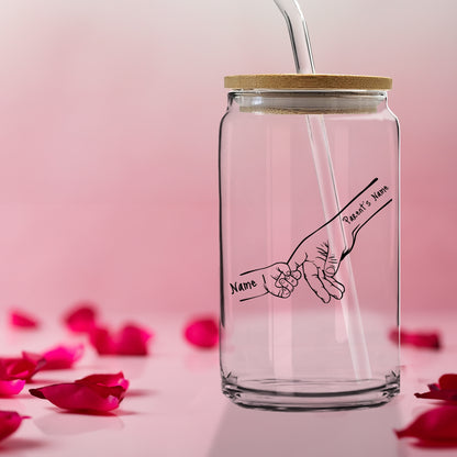 Gifts For Family - Personalized Family Hands Design Glass Tumbler