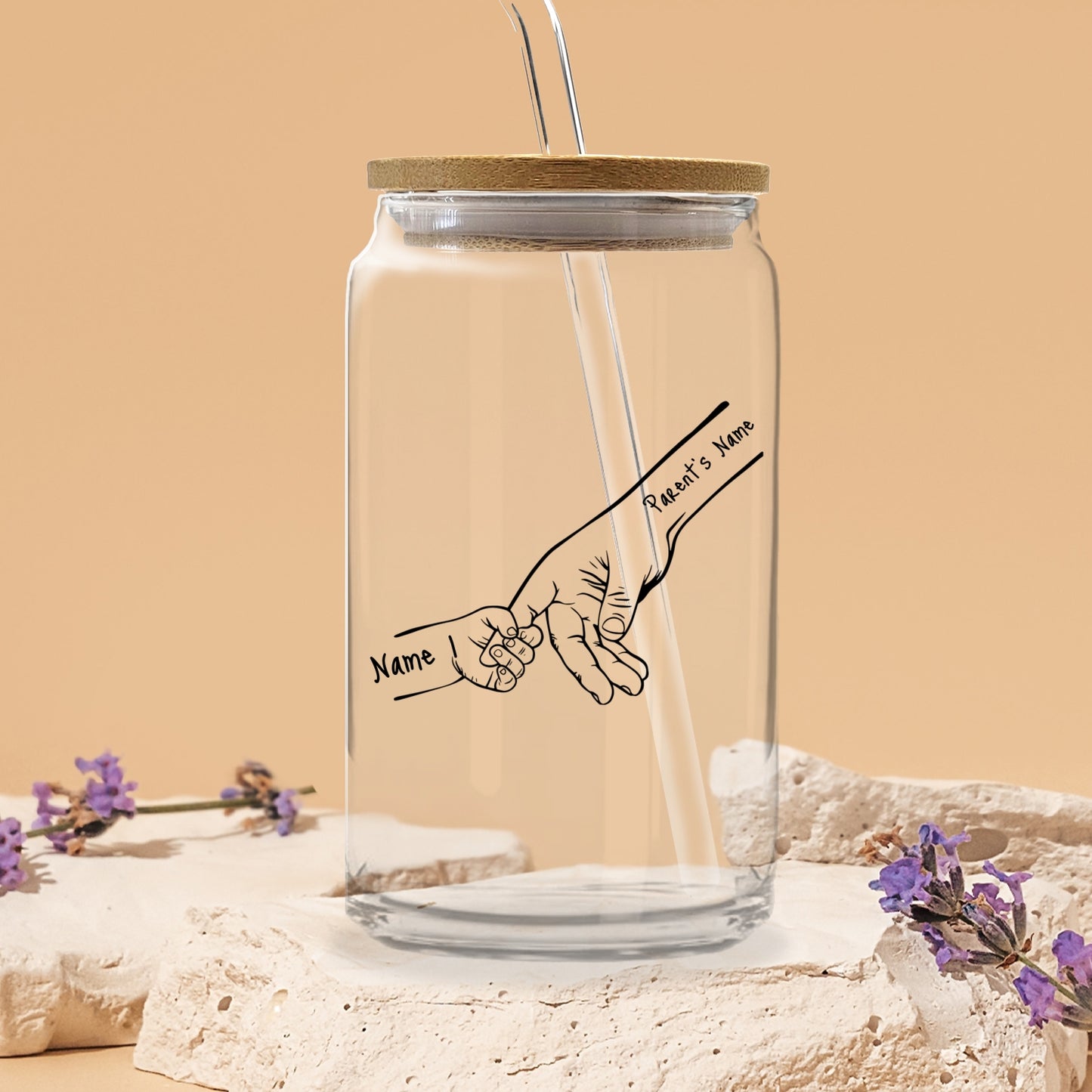 Gifts For Family - Personalized Family Hands Design Glass Tumbler