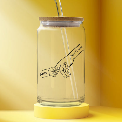 Gifts For Family - Personalized Family Hands Design Glass Tumbler