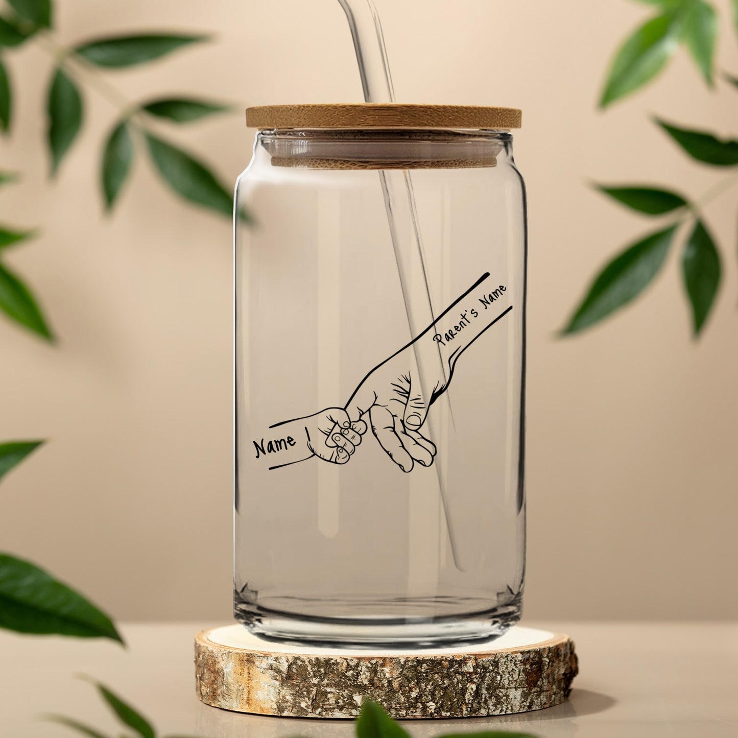 Gifts For Family - Personalized Family Hands Design Glass Tumbler