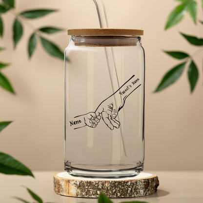 Gifts For Family - Personalized Family Hands Design Glass Tumbler