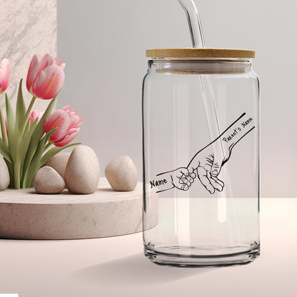 Gifts For Family - Personalized Family Hands Design Glass Tumbler