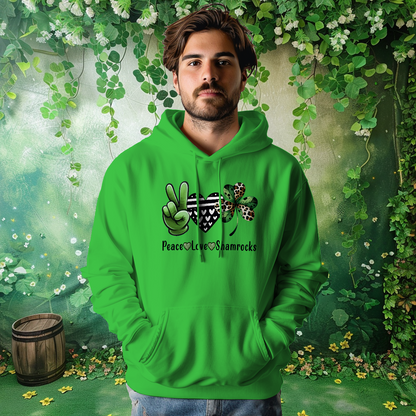 Peace Love Shamrocks St Patrick's Day Hoodie