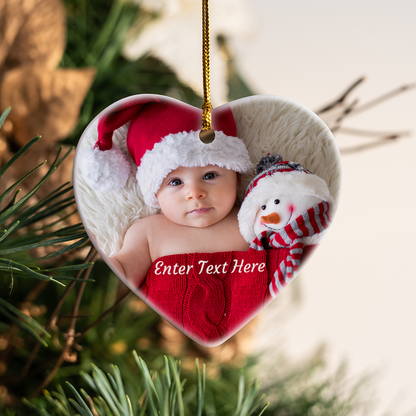 Photo Upload Heart Hanging Christmas Ornament