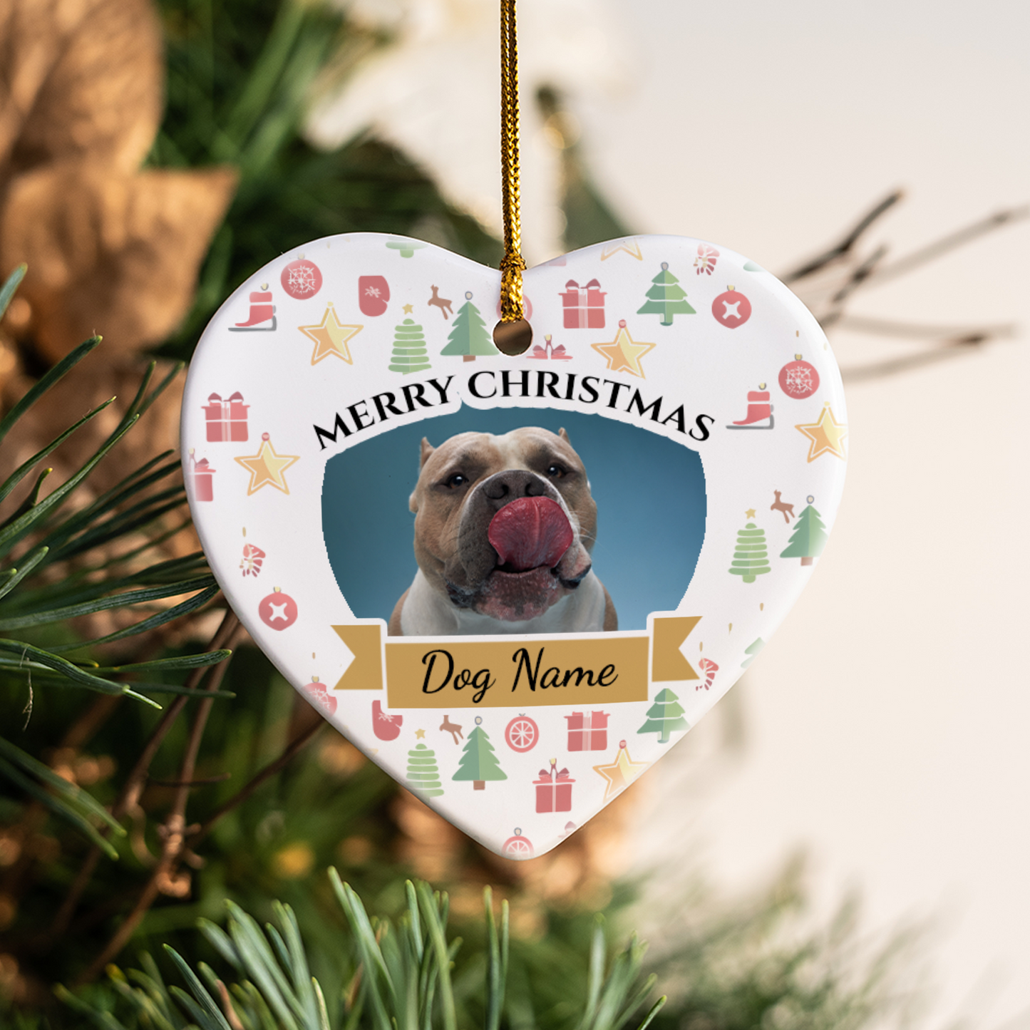 Pet Christmas Heart Hanging Ornament 002