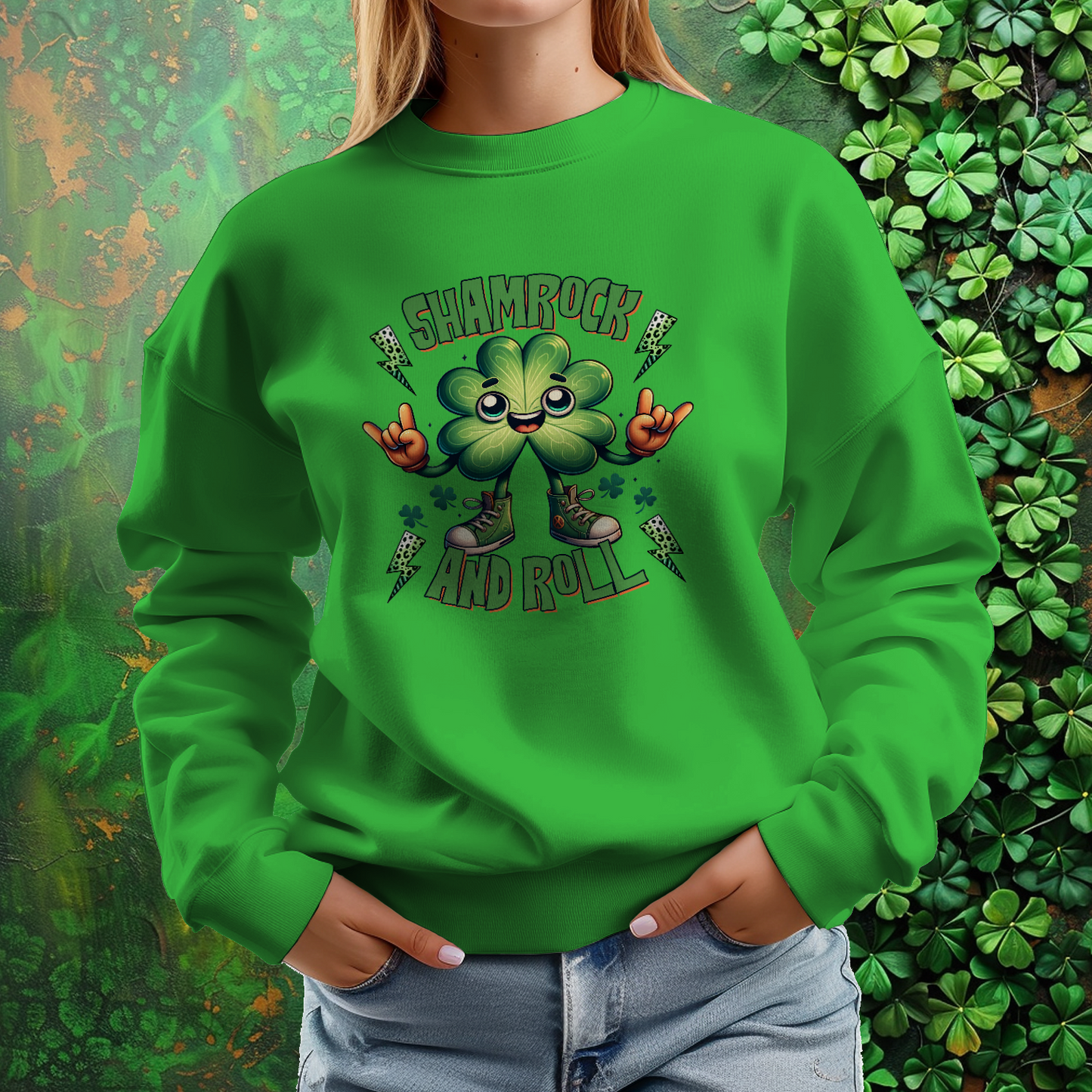 Shamrock and Roll St Patrick's Day Sweatshirt