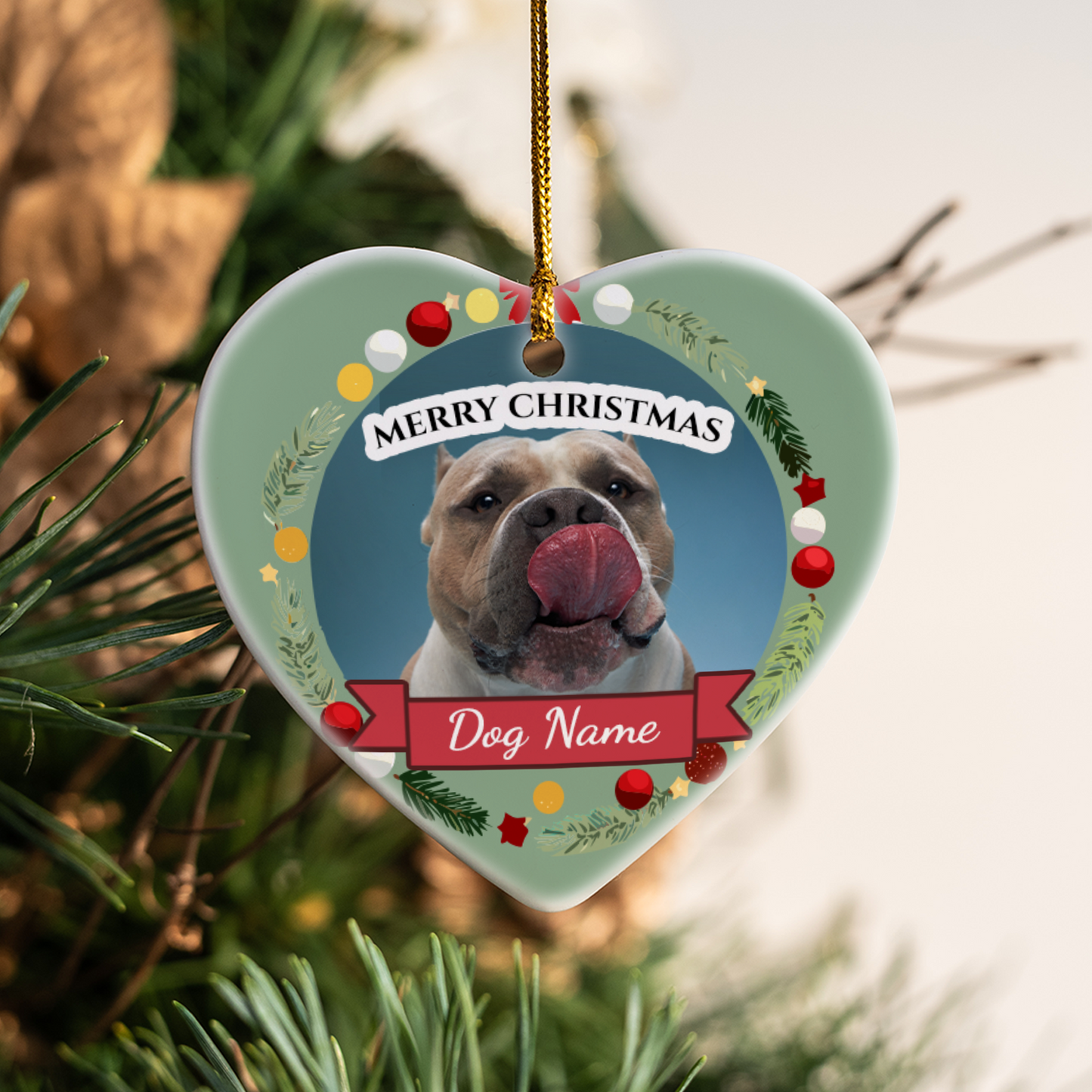 Pet Christmas Heart Hanging Ornament 003