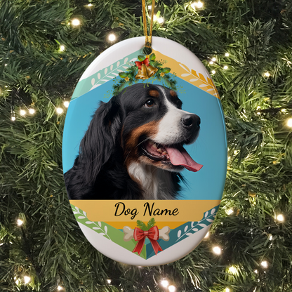 Ceramic Oval Hanging Ornament - Christmas Pet 006