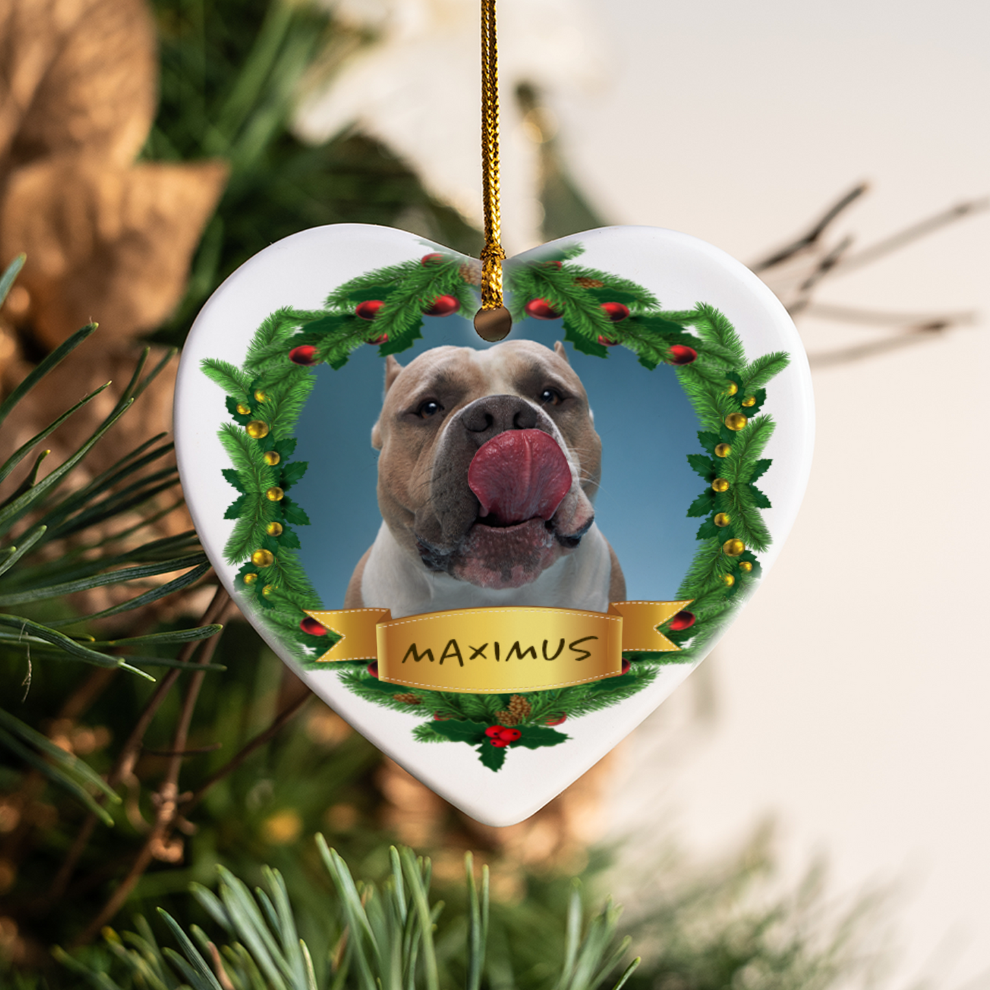 Pet Christmas Heart Hanging Ornament 001