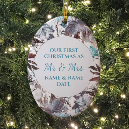 First Christmas Mr & Mrs Oval Sublimation Hanging Ornament 012