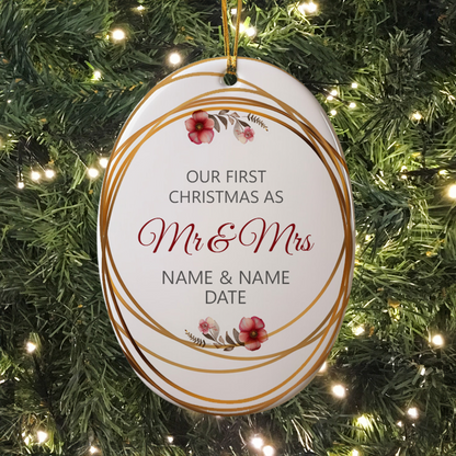 First Christmas Mr & Mrs Oval Sublimation Hanging Ornament 015