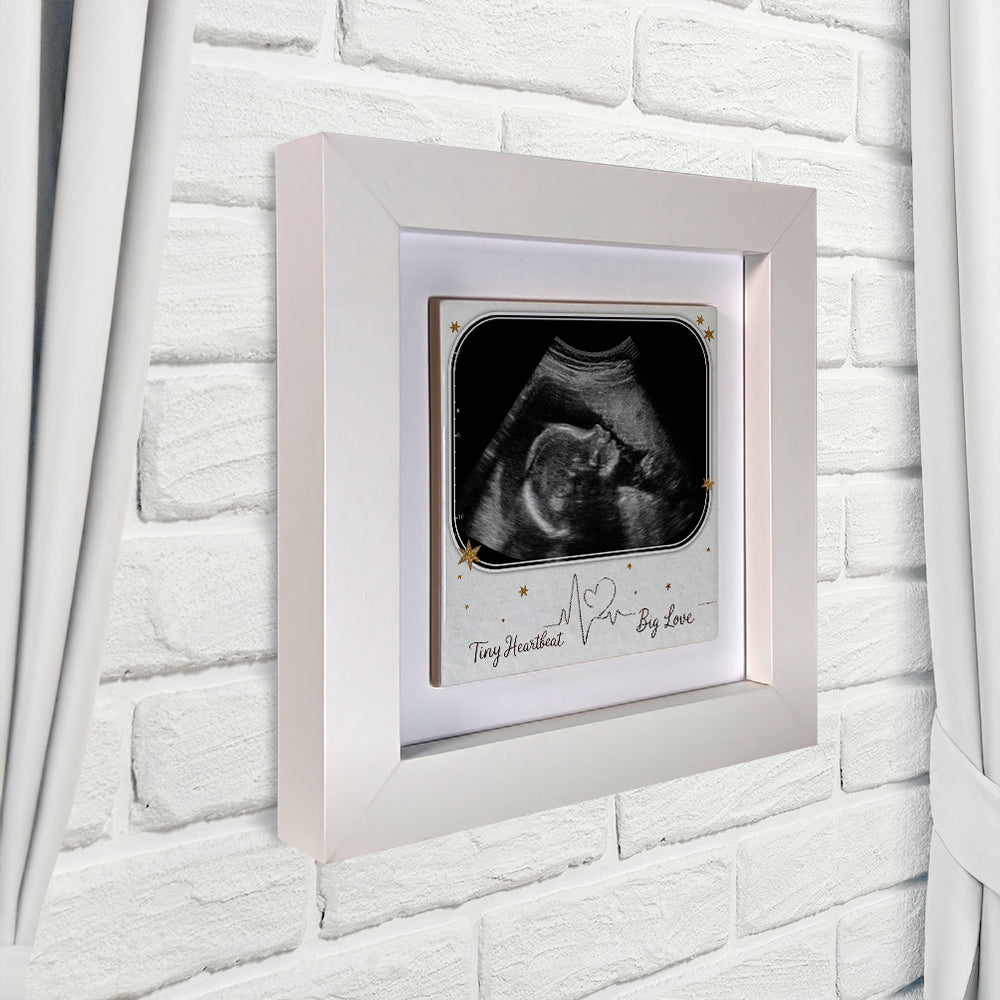 Baby Scan Gift – Tiny Heartbeat Big Love Personalized Framed Ceramic Tile