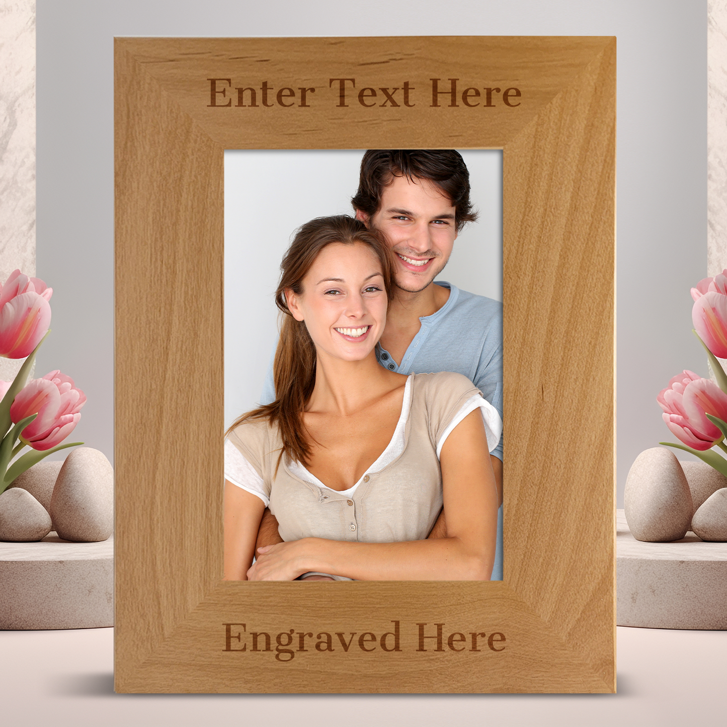 Personalized Portrait Red Alder Picture Frame 4 x 6