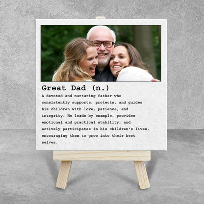Gifts For Dad - Dictionary Definition Great Dad - Tile On Easel