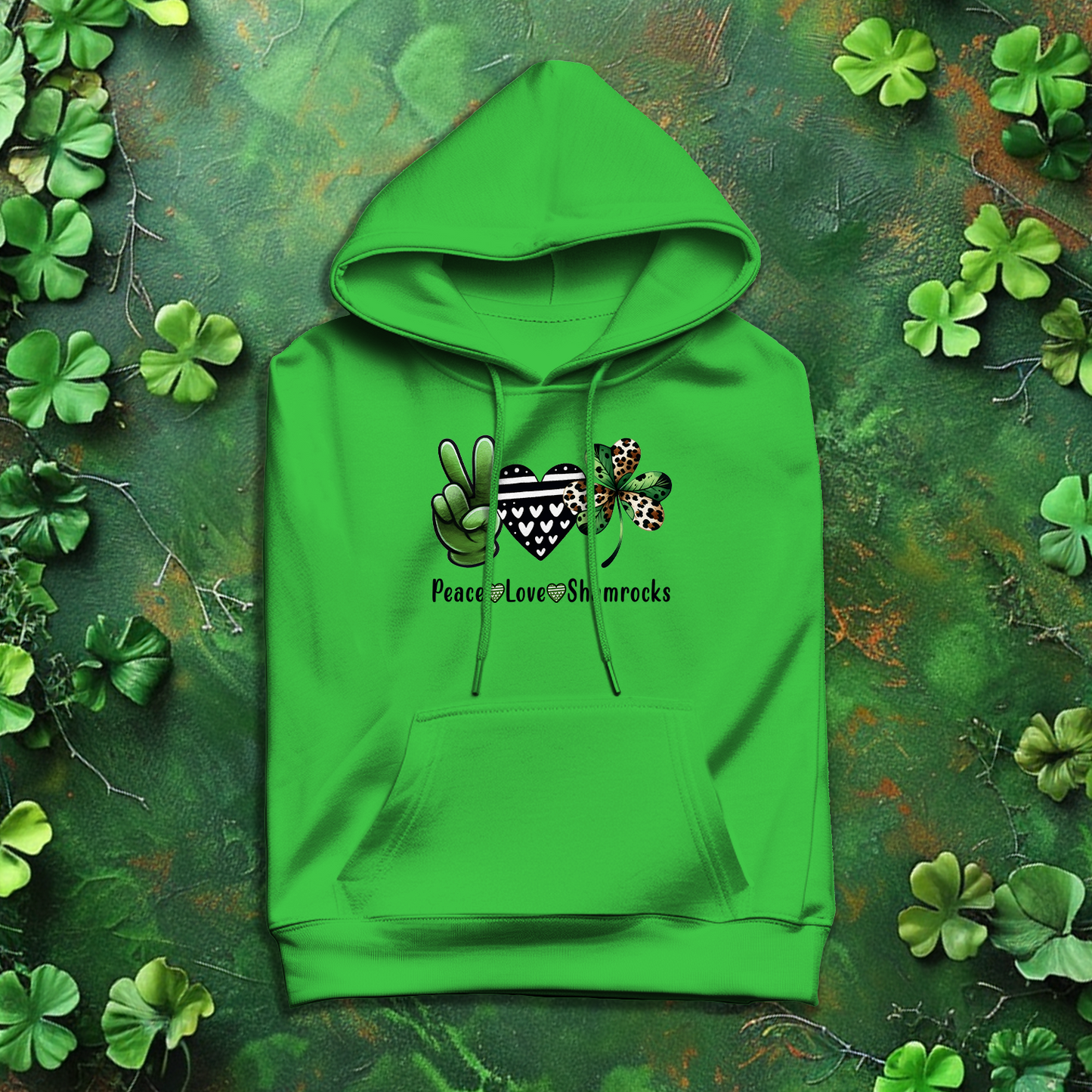 Peace Love Shamrocks St Patrick's Day Hoodie