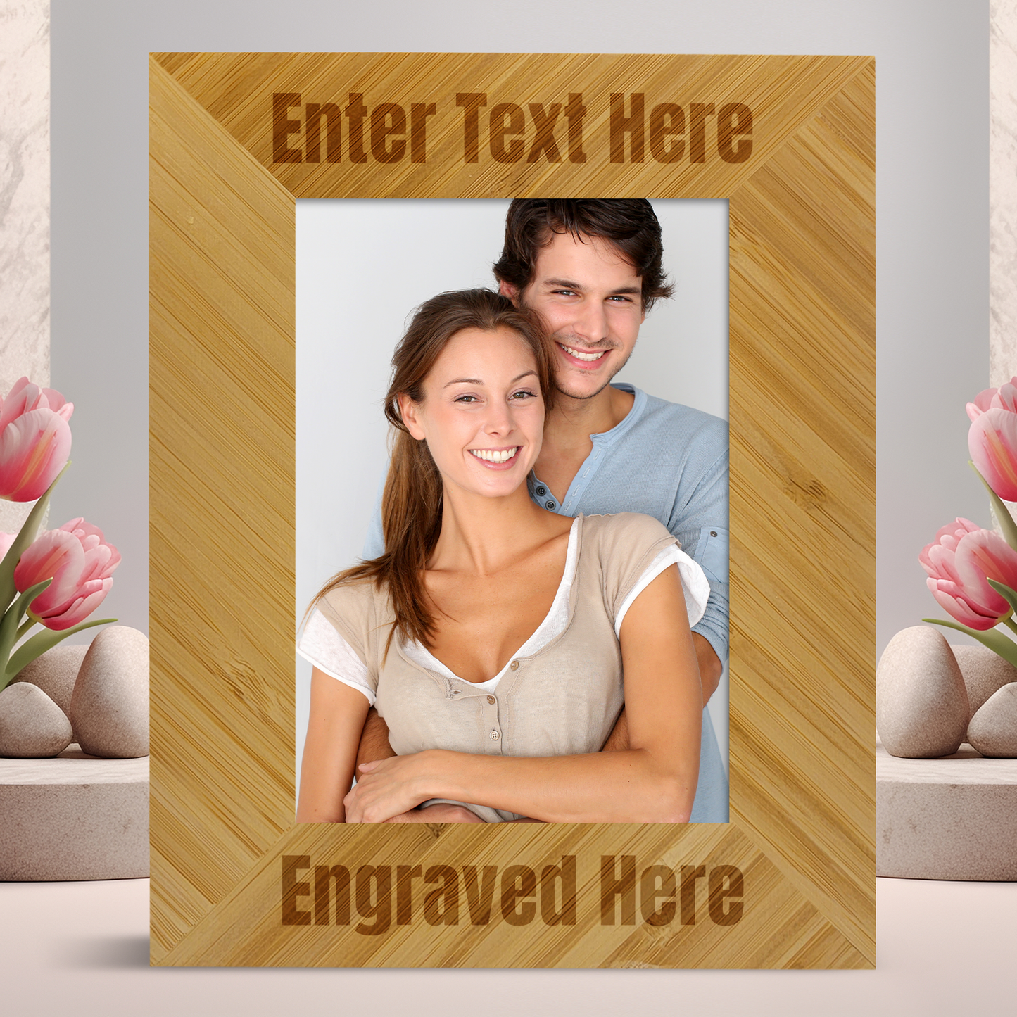 Personalized Portrait Bamboo Picture Frame 5x7