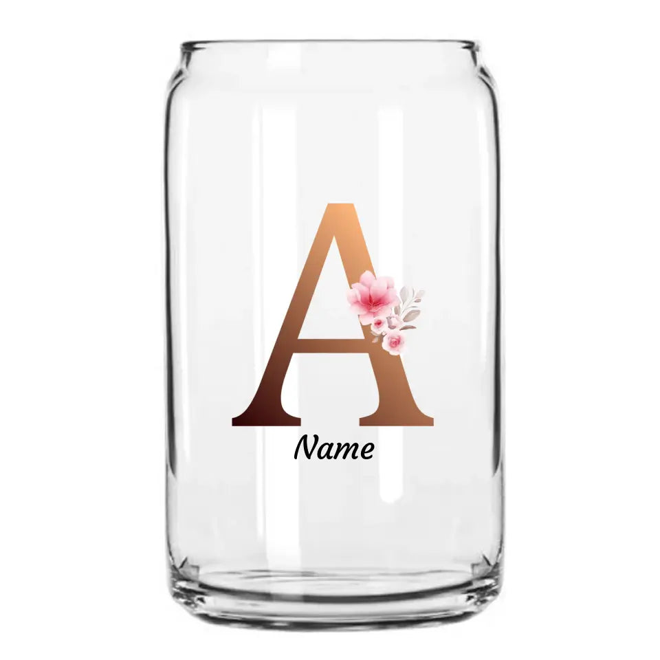 Floral Monogram - Sculpted Drinking Glass