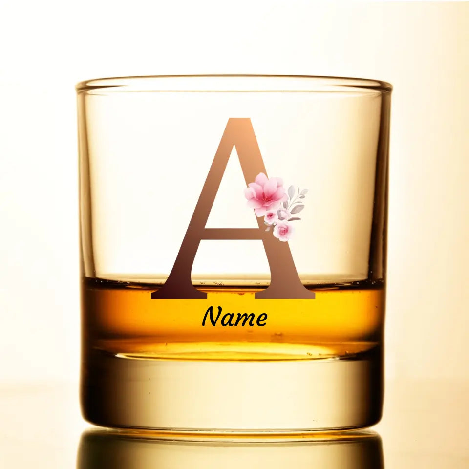 Floral Monograms - Whiskey Glass