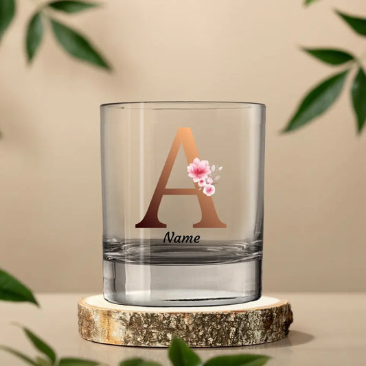 Floral Monograms - Whiskey Glass