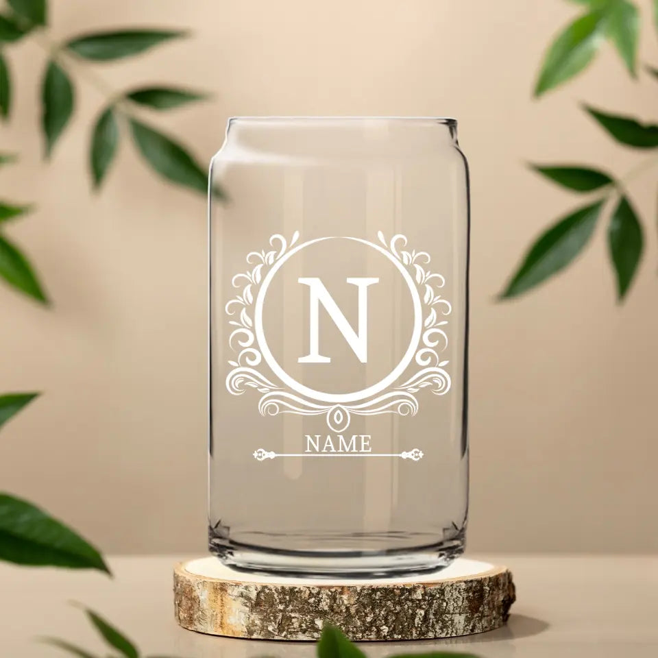 Classic Monogram - Sculpted Drinking Glass