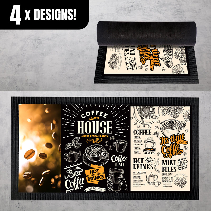 Custom Printed Coffee Station Mat / Kitchen Mat 4 Designs To Choose From 4 Designs