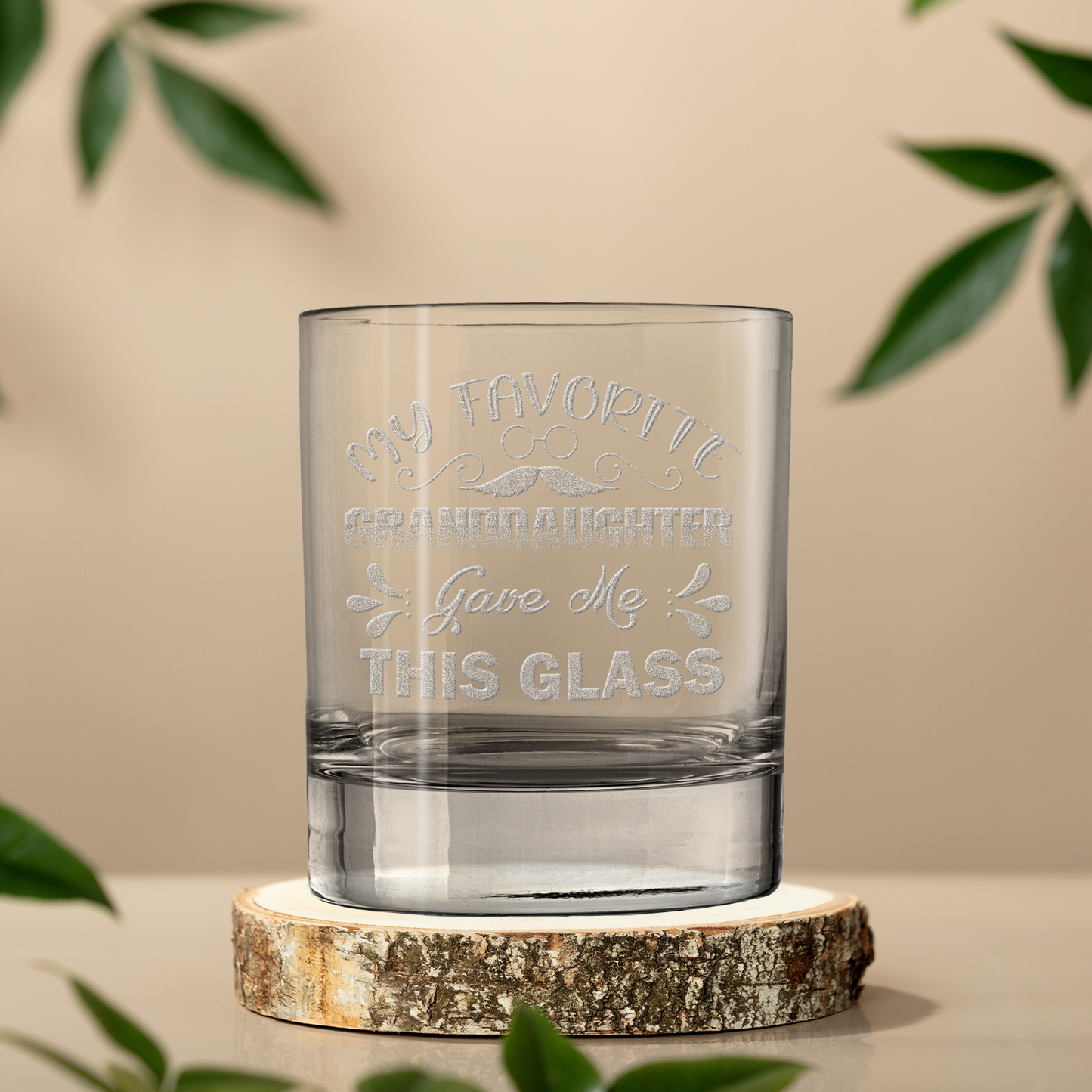 My Favourite Granddaughter Gave Me This Glass Laser Engraved Whiskey Tumbler