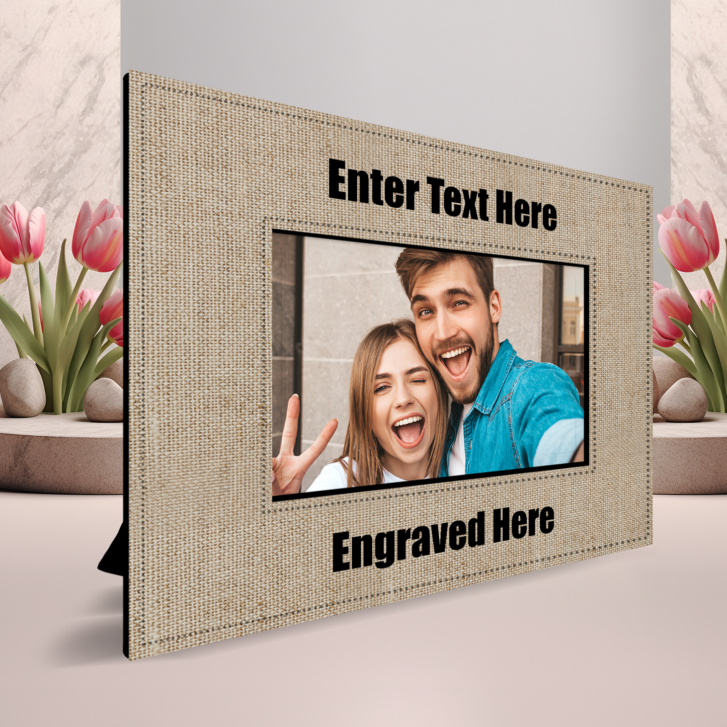 Personalized Landscape Burlap Picture Frame 6 x 4