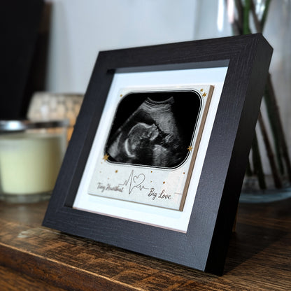Baby Scan Gift – Tiny Heartbeat Big Love Personalized Framed Ceramic Tile