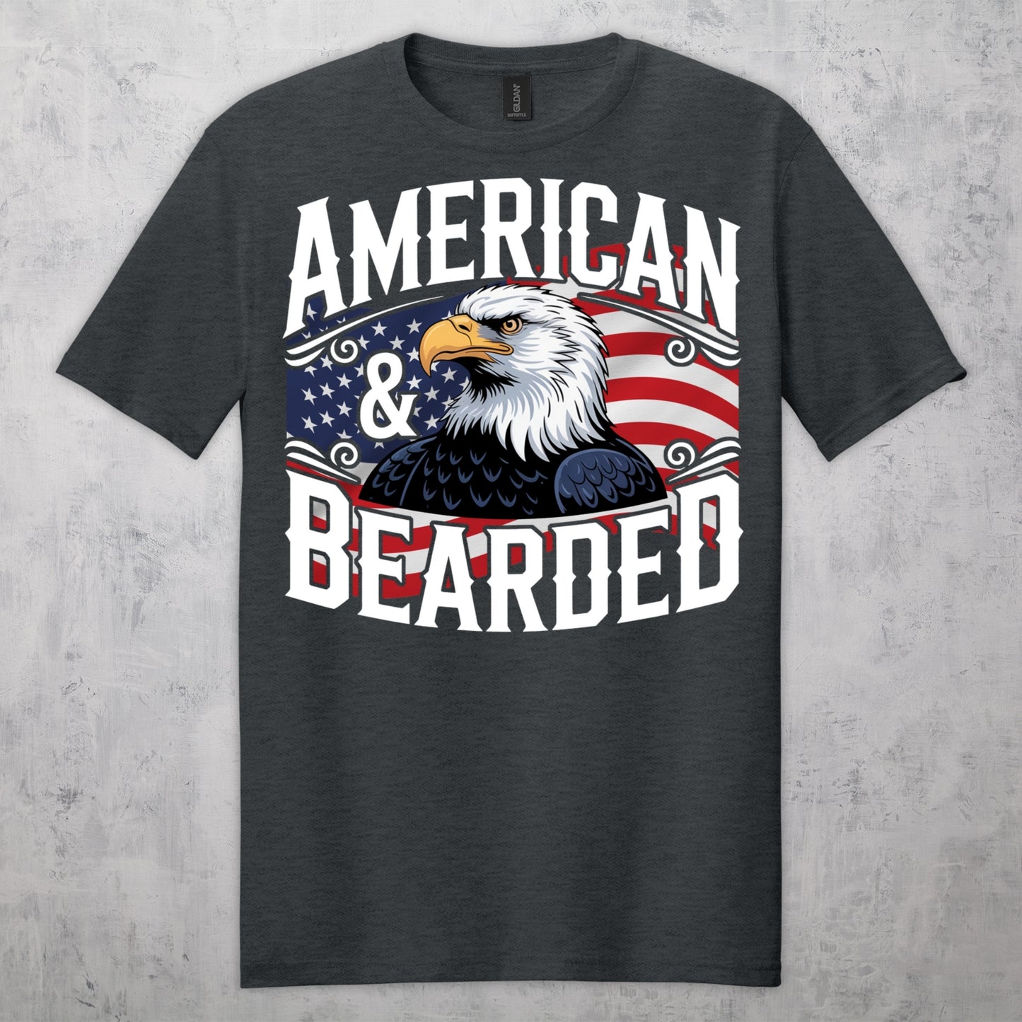 Gifts For Men - American & Bearded - Gildan 6400 Tshirts