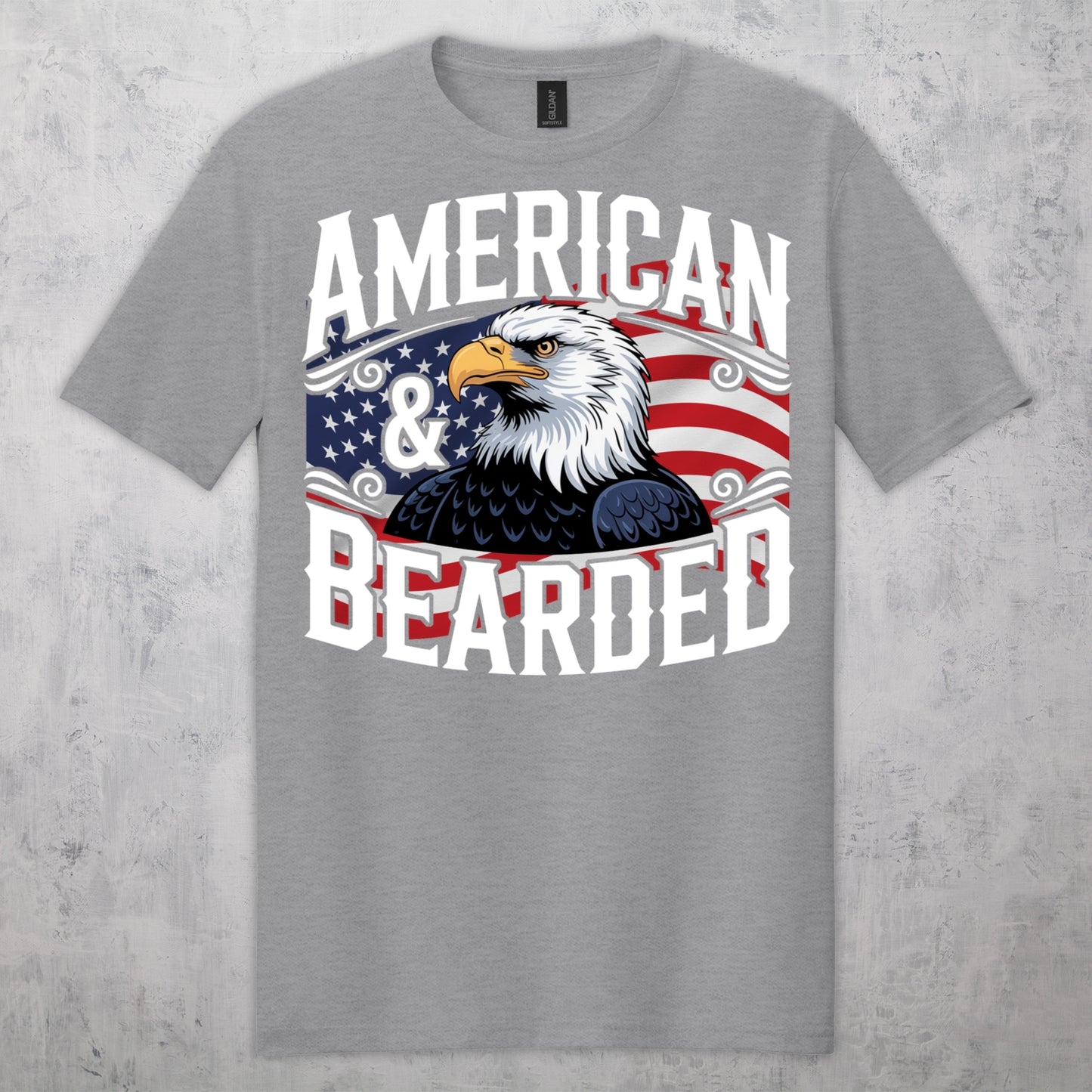 Gifts For Men - American & Bearded - Gildan 6400 Tshirts