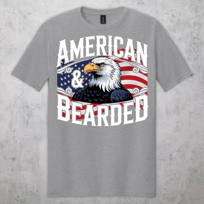 Gifts For Men - American & Bearded - Gildan 6400 Tshirts