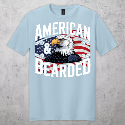 Gifts For Men - American & Bearded - Gildan 6400 Tshirts