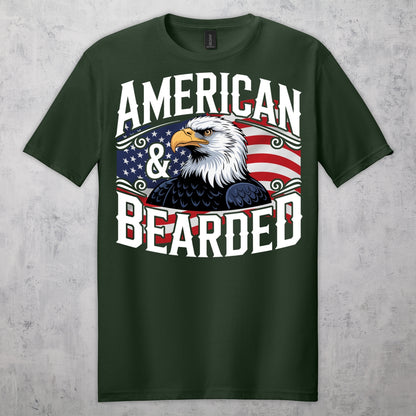 Gifts For Men - American & Bearded - Gildan 6400 Tshirts