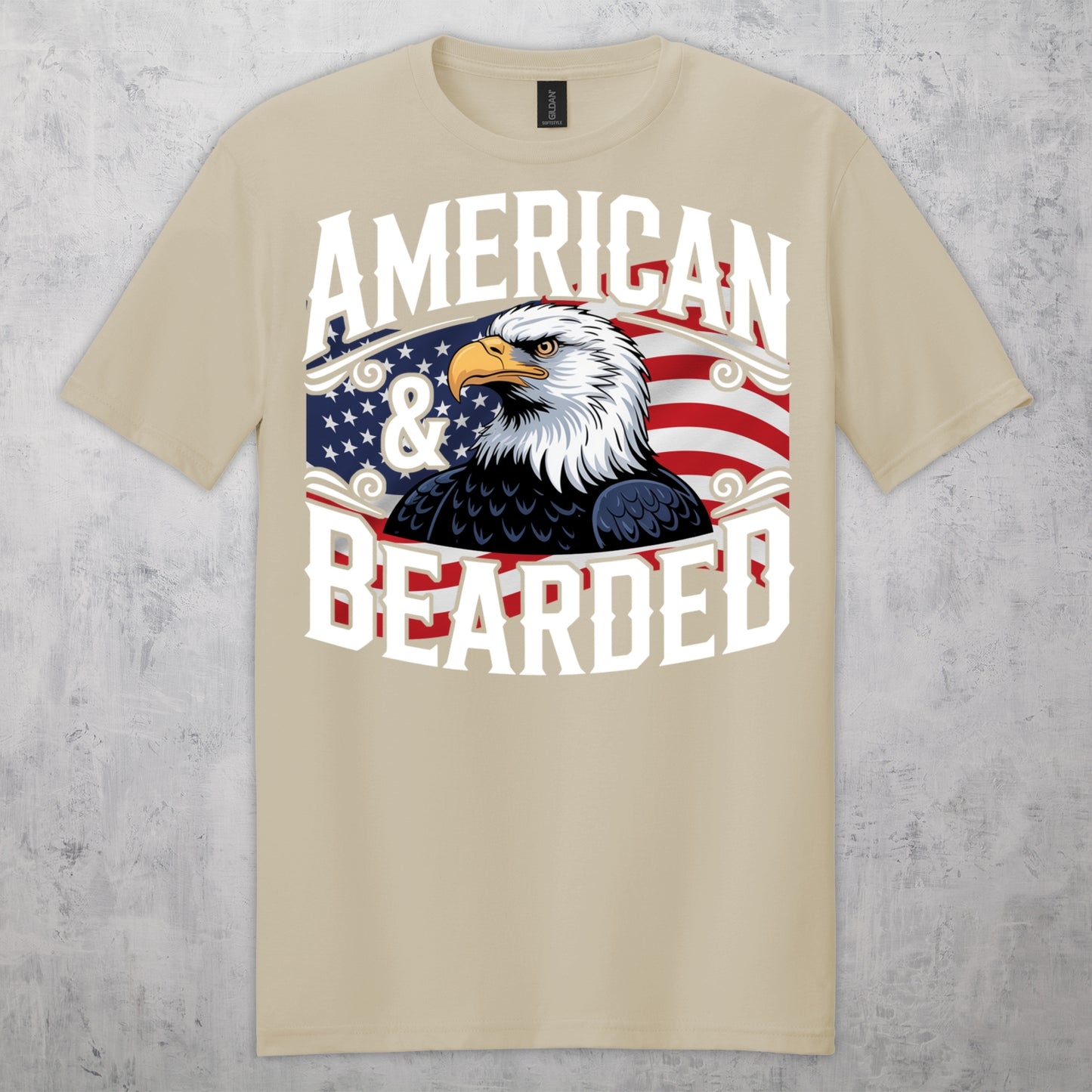 Gifts For Men - American & Bearded - Gildan 6400 Tshirts